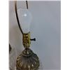 Image 4 : (2) Vintage Clear Glass & Brass End Table Lamps - 28" x 7"