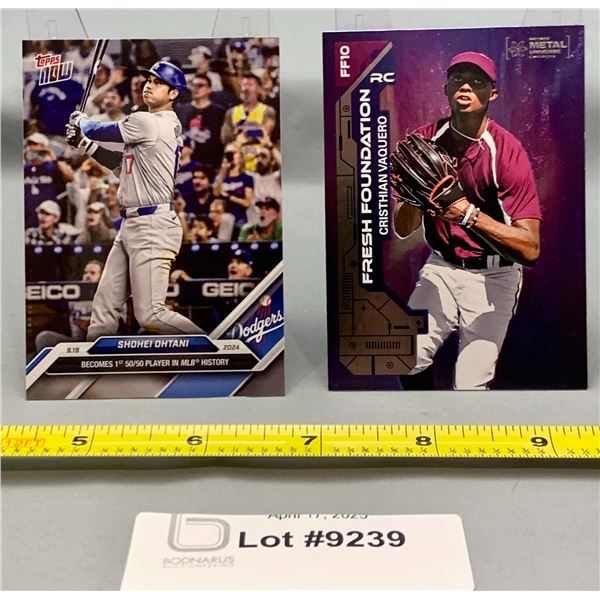 (2) Shohei Ontani 50/50 Topps & Vaquero Rookie MLB Baseball Trading Card