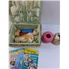Image 2 : Vintage Sewing Basket w/Crochet Books & Thread