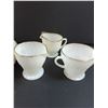 Image 3 : Fire King Anchor Hocking Milk Glass w/Gold Rimmed Dish Set: (6) Dinner Plates, (6) Dessert Plates, S