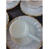 Image 3 : (6) Anchor Hocking Milk Glass Gold Rimmed Tea Cup Sets