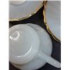Image 3 : (6) Anchor Hocking Milk Glass Gold Rimmed Tea Cup Sets