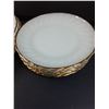 Image 2 : (12) Anchor Hocking Fire King Milk Glass w/Gold Rimmed Plates: (6) Dinner & (6) Dessert