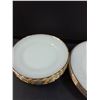 Image 2 : (12) Anchor Hocking Fire King Milk Glass w/Gold Rimmed Plates: (6) Dinner & (6) Dessert