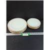 Image 1 : (12) Anchor Hocking Fire King Milk Glass w/Gold Rimmed Plates: (6) Dinner & (6) Dessert