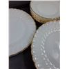 Image 4 : (12) Anchor Hocking Fire King Milk Glass w/Gold Rimmed Plates: (6) Dinner & (6) Dessert