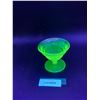 Image 1 : Uranium Glass Footed Dessert Bowl w/Gold Trim - 4" x 3.5"
