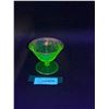 Image 1 : Uranium Glass Footed Dessert Bowl w/Gold Trim - 4" x 3.5"