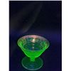 Image 2 : Uranium Glass Footed Dessert Bowl w/Gold Trim - 4" x 3.5"