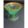 Image 3 : Uranium Glass Footed Dessert Bowl w/Gold Trim - 4" x 3.5"
