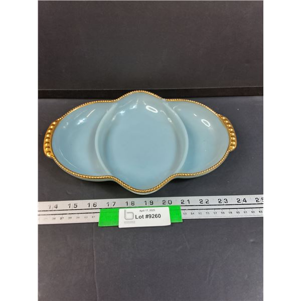 Fire King Delphite Blue Divided Serving Dish - 11" x 8"