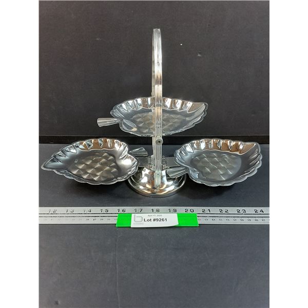 MCM Metal Leaf Three-Tierd Serving Tray