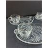 Image 2 : (4) Hostess Sets - Clear Glass Filligree Style (Tea Cup & Saucer)