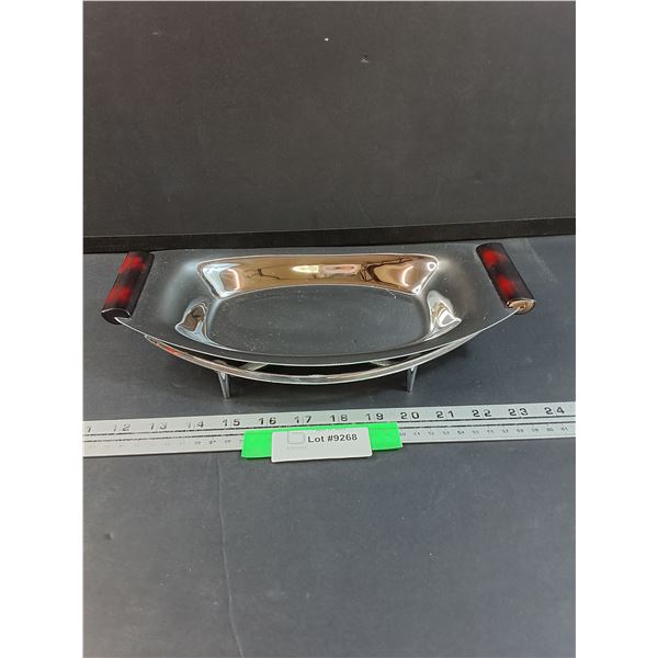 Glo-Hill MCM Metal & Bakelite Serving Tray - 7"" Diameter & Corningware Holder