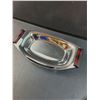 Image 5 : Glo-Hill MCM Metal & Bakelite Serving Tray - 7"" Diameter & Corningware Holder