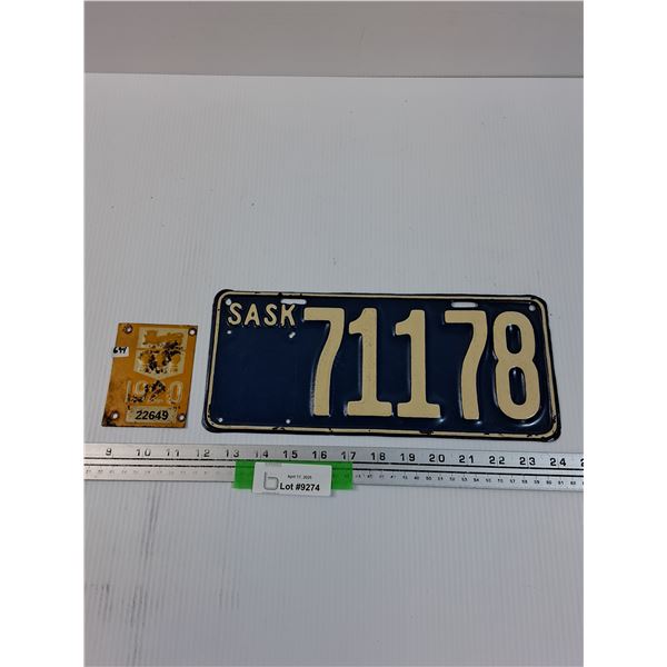 Saskatchewan License Plate w/1920 Tag - Refinished