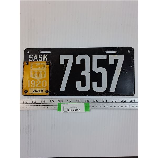 Saskatchewan License Plate w/1920 Tag - Touch-Up