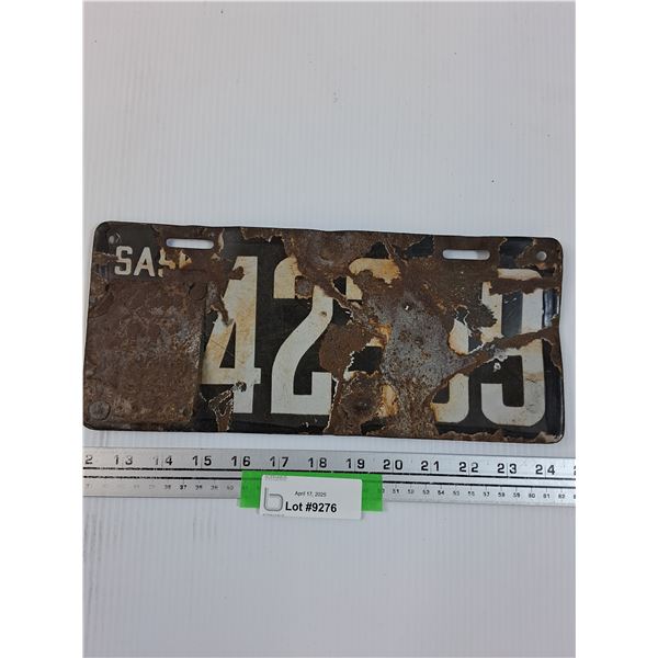 Saskatchewan License Plate w/1922 Tag