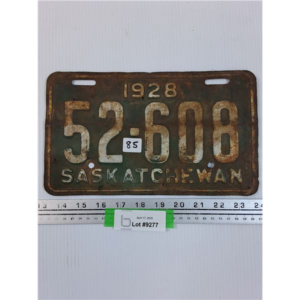 Saskatchewan License Plate - 1928