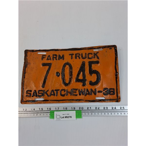 Saskatchewan License Plate - 1936 - Touch-Up