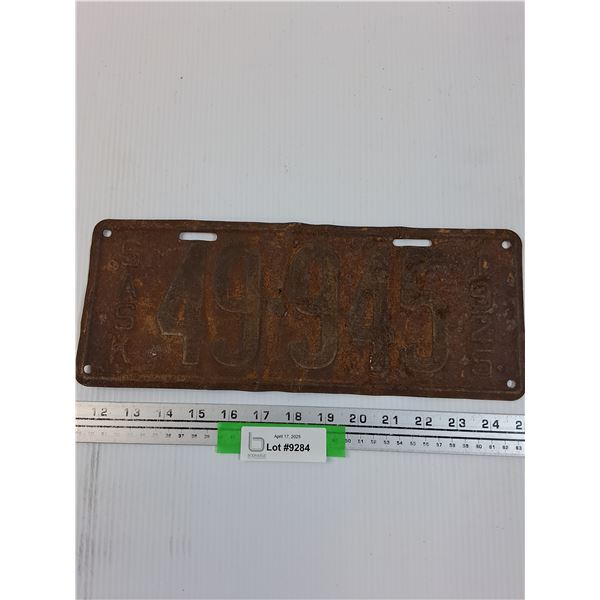 Saskatchewan License Plate - 1925