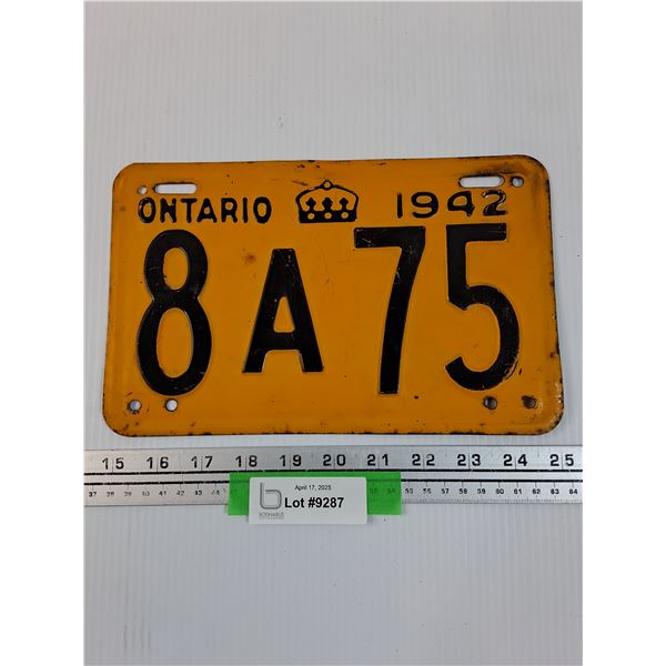 Ontario License Plate - 1942