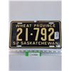 Image 1 : Saskatchewan License Plate - 1952