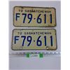 Image 1 : Saskatchewan License Plate Set - 1972