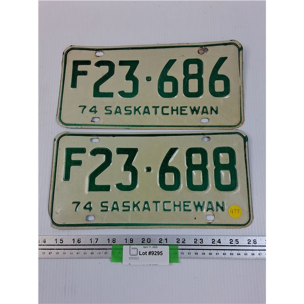 (2) Saskatchewan License Plate - 1974