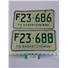 Image 1 : (2) Saskatchewan License Plate - 1974