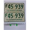 Image 1 : Saskatchewan License Plate Set - 1974