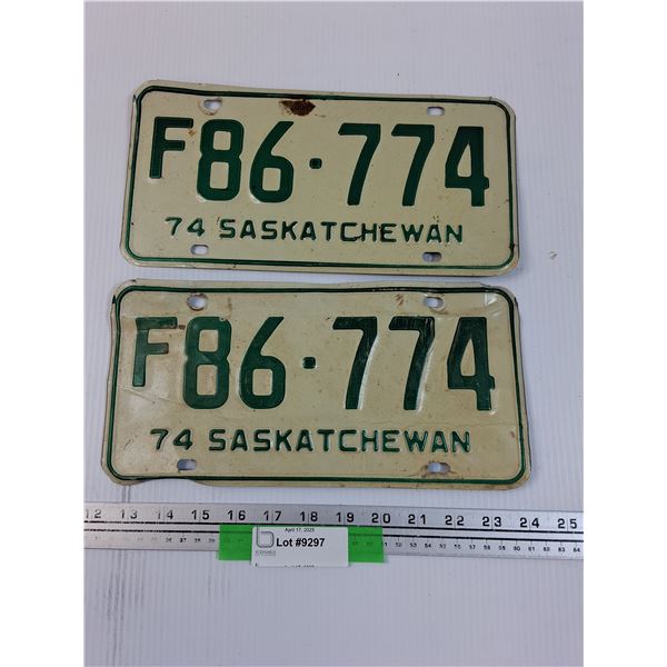 Saskatchewan License Plate Set - 1974