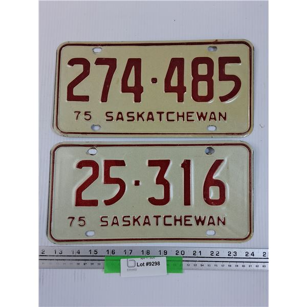 (2) Saskatchewan License Plate - 1975