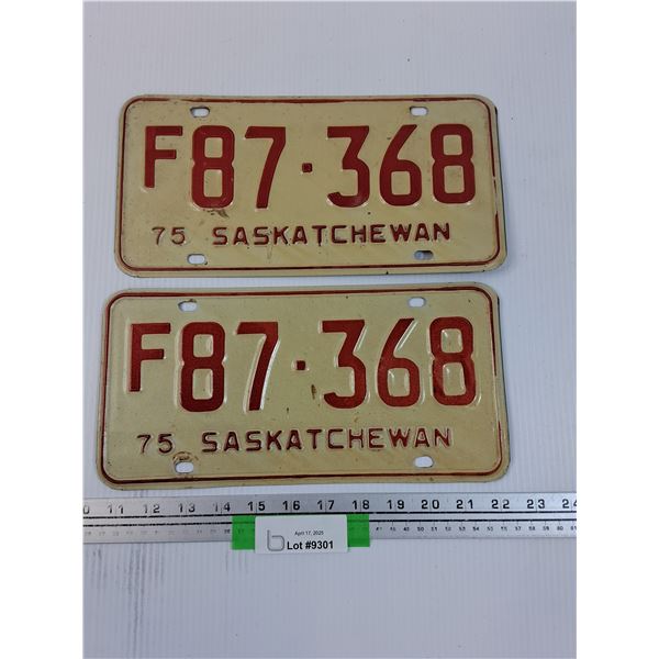 Saskatchewan License Plate Set - 1975