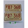 Image 1 : Saskatchewan License Plate Set - 1975