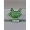 Image 1 : Green Glass Hen on Nest (Not Uranium Glass)