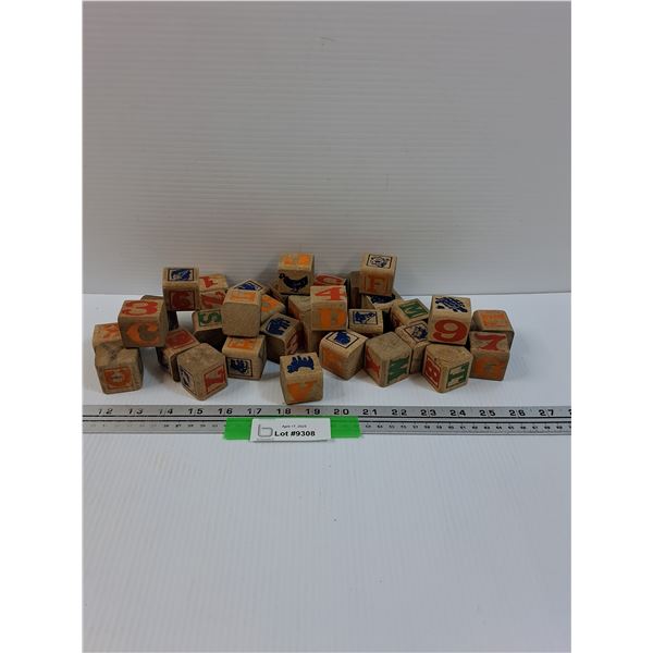 Vintage Children's Wooden Toy Blocks Set