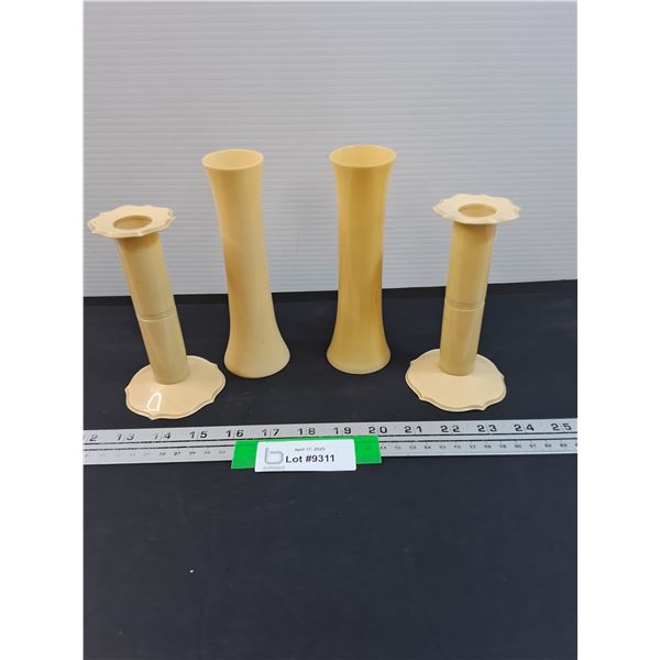 (4) French Ivory Vintage Floral Vases Set