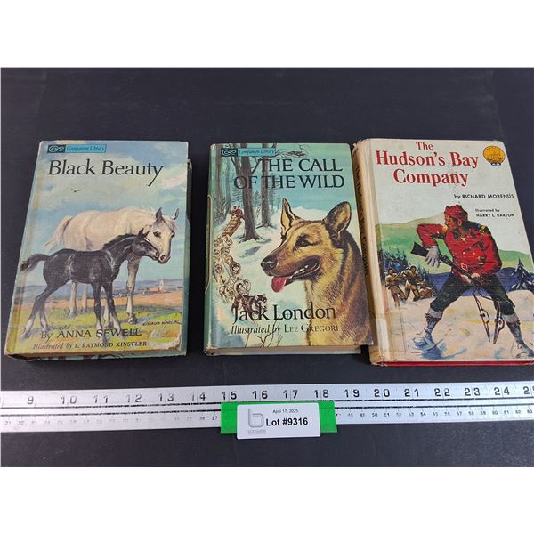 (3) Vintage Books: Black Beauty, The Call of the Wild, Hudson's Bay Co. - Hardcover Books