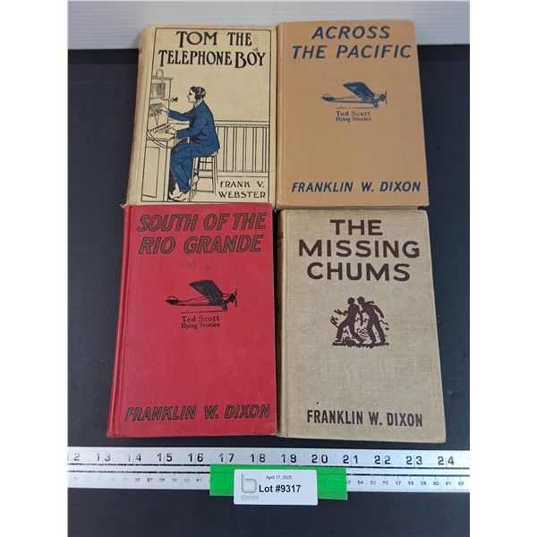 (4) Vintage Hardcover Books: Tom the Telephone Boy, Across the Pacific, South of The Rio Grande, The