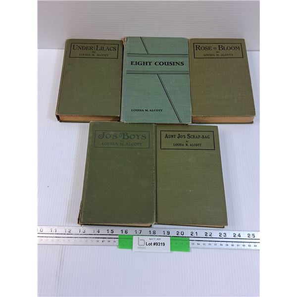 (5) Lousia May Alcott Hard Cover Books: Eight Cousins, Rose in Bloom, Jo's Boys, Aunt Jo's Scrap-Bag