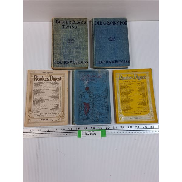 (2) Thomas Burgess Books, (2) Reader's Digest (1938-39), St Nicolas Book (1897)