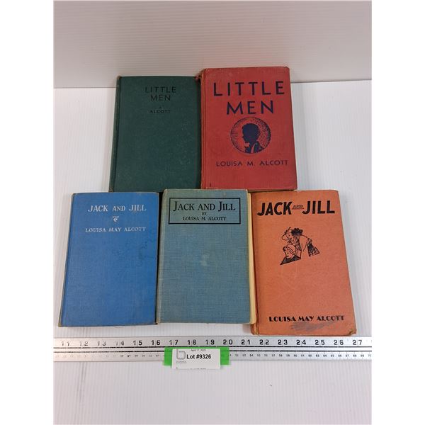 (5) Louisa May Alcott Hardcover Books: Little Men & Jack & Jill