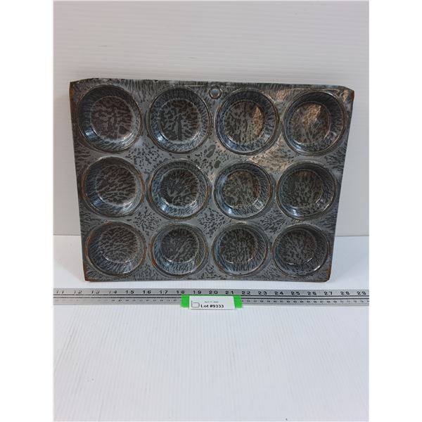 Vintage Enamel Muffin Tin - 15" x 12"