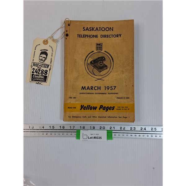 Saskatoon Telephone Directory Book - Dated 1957
