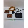 Image 1 : (2) Tooled Leather Wallets, Leather Coin Purse, Leather Belt, Hand Bag Purse