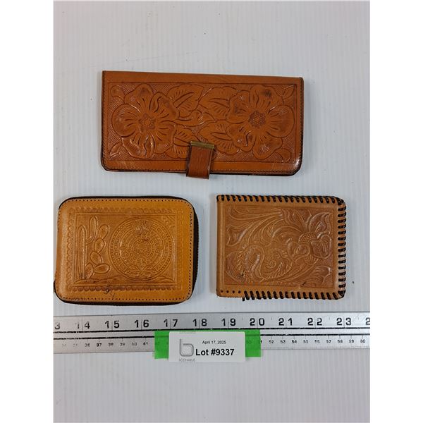 (3) Leather Tooled Wallets