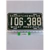 Image 1 : Saskatchewan License Plate - 1956