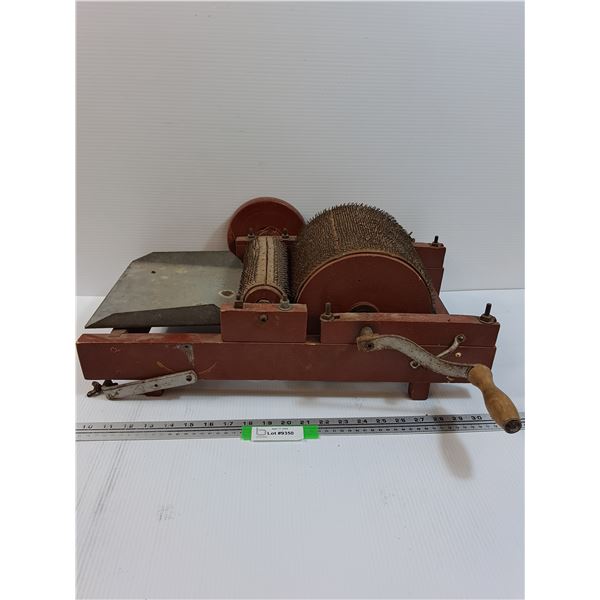 Wood Hand Crank Wool Carding Machine - 22" x 17" x 9"