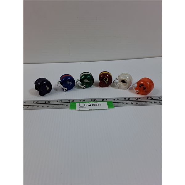 (6) Mini NFL Football Helmets - Assorted - 1.5" x 1.5"